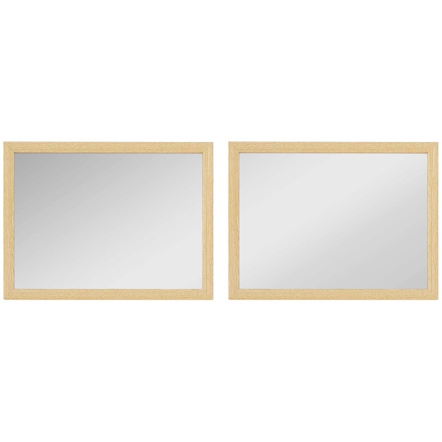 HOMCOM Wall Bathroom Mirror, 30 x 40 cm Wall-Mounted Mirror for Living Room, Bedroom, Hallway, Set of 2, Natural