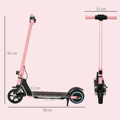 SPORTNOW Folding Electric Scooter for Kids, with Dual Brakes, Front Suspension, LED Colourful Lights, Pink