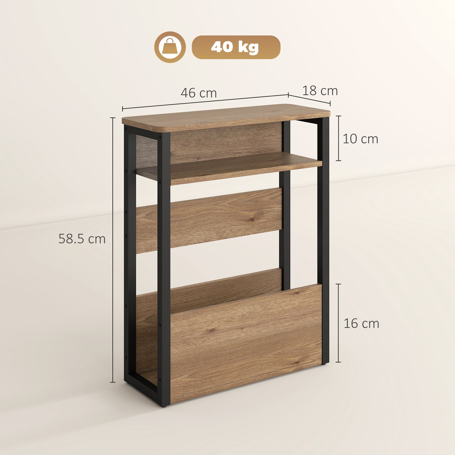 HOMCOM Industrial-Style Side Table - Black/Walnut Brown