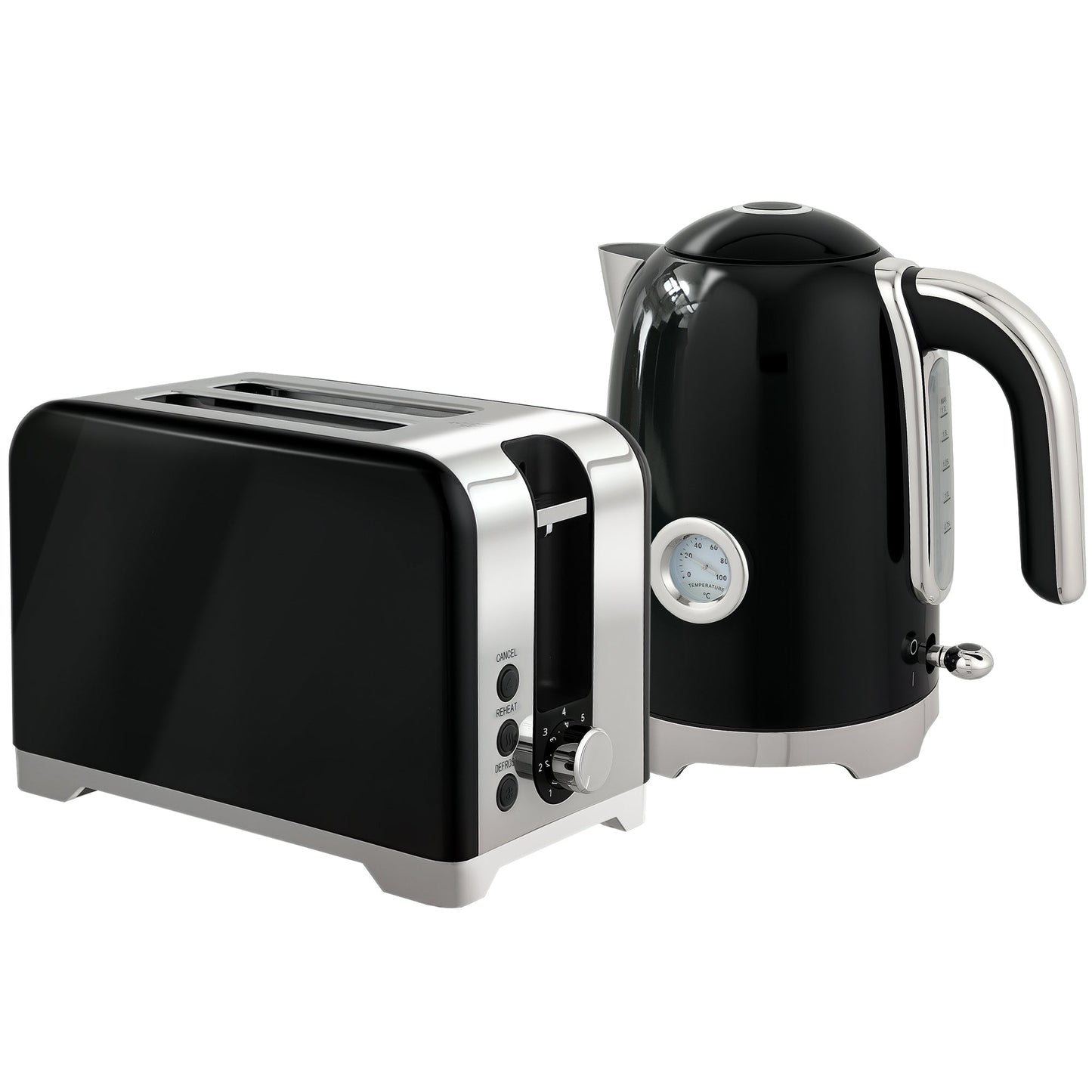 HOMCOM Retro Toaster and Kettle Set - Black