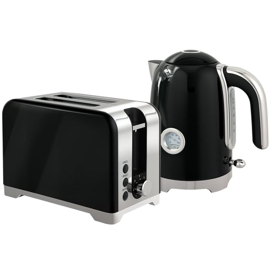 HOMCOM Retro Toaster and Kettle Set - Black