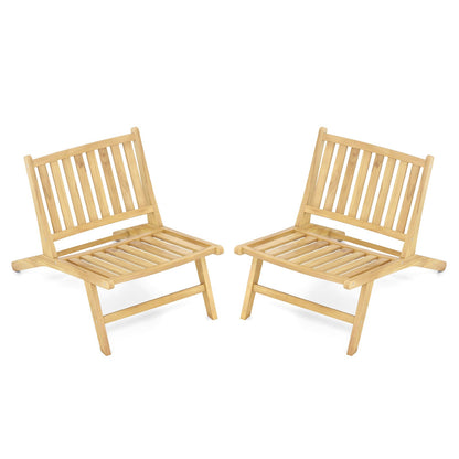 Teak Wood Outdoor Reclining Chair Natural Mid Century Accent Chair Set of 2