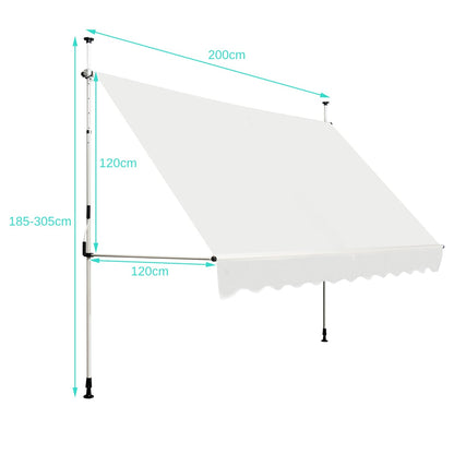 Telescopic Awning Sun Shade Retractable Canopy Sun Shelter for Window Balcony Garden-Beige