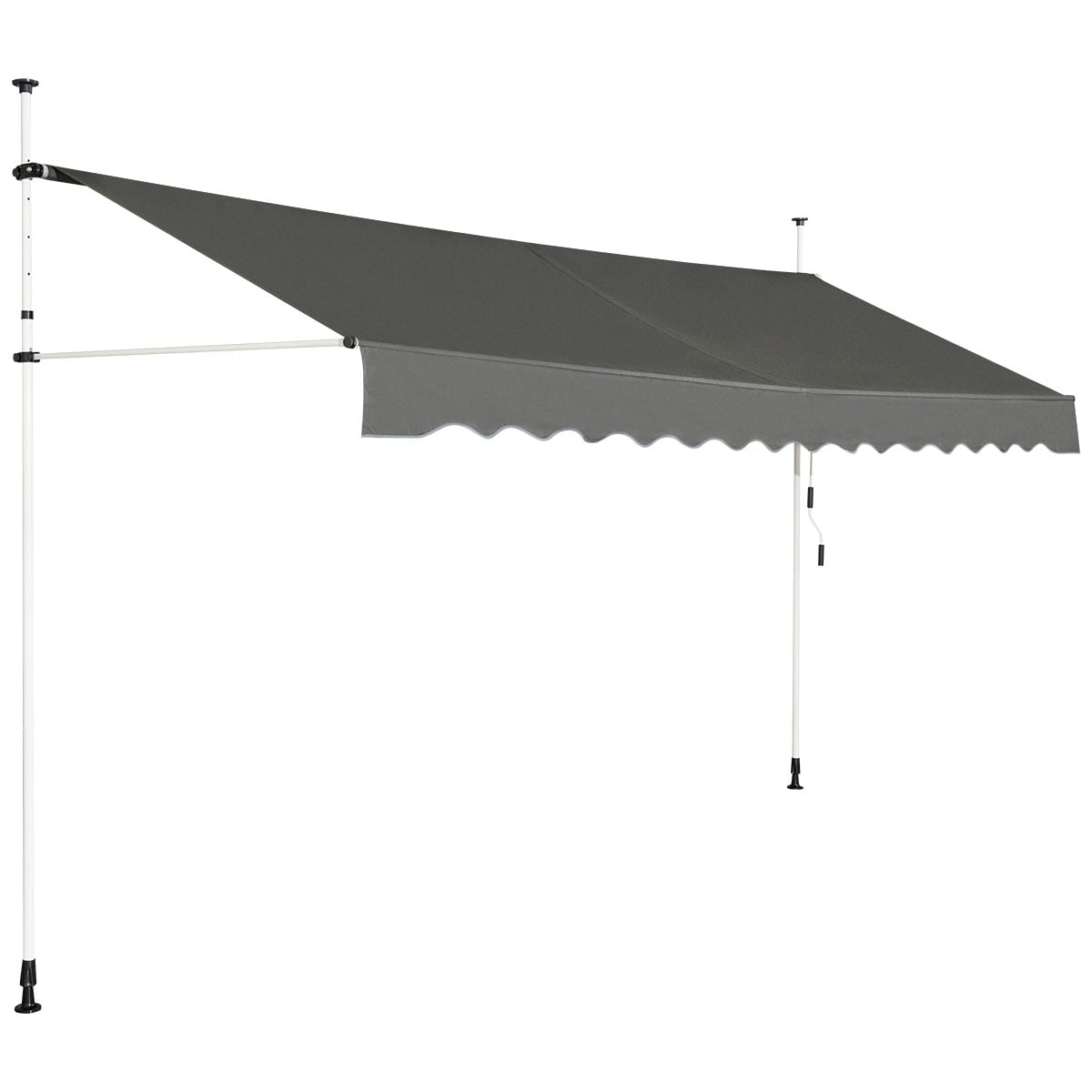 Telescopic Awning Sun Shade with Manual Crank Handle-Grey