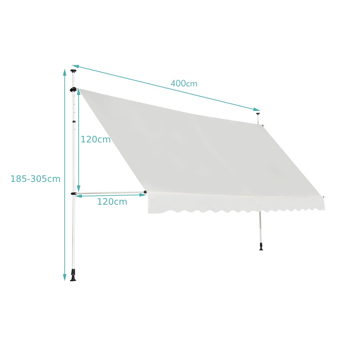 Telescopic Awning Sun Shade with Manual Crank Handle-Beige