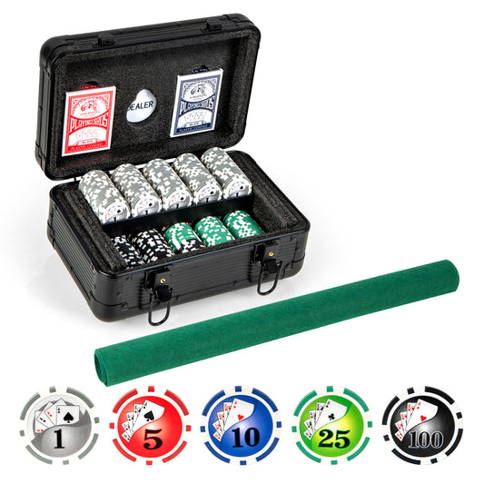 Texas Holdem Poker Chip Set Casino Poker Chips with 300 Pieces Chips-Black