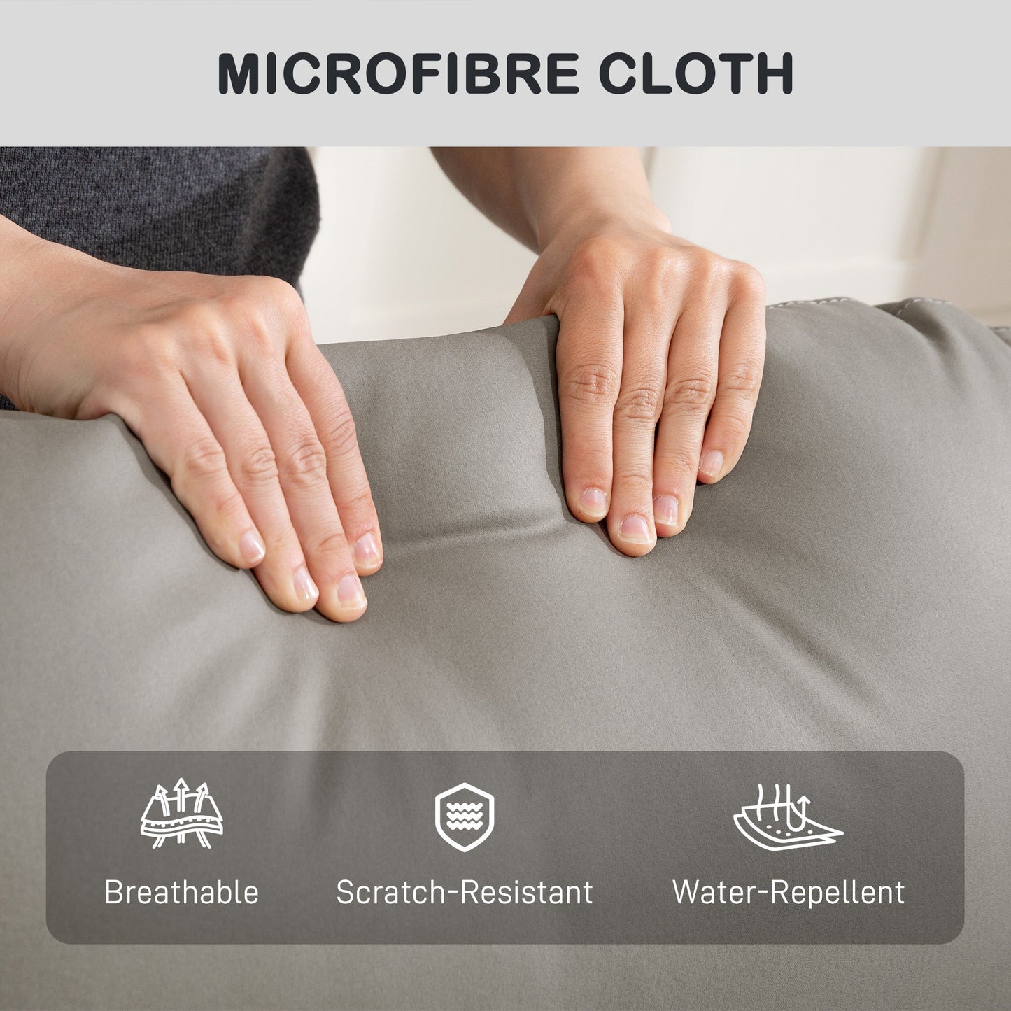 HOMCOM Recliner Armchair, Manual Reclining Chair with Adjustable Leg Rest and Reclining Functions, Modern Microfibre Overstuffed Lounge Seating for Living Room, Bedroom, Grey