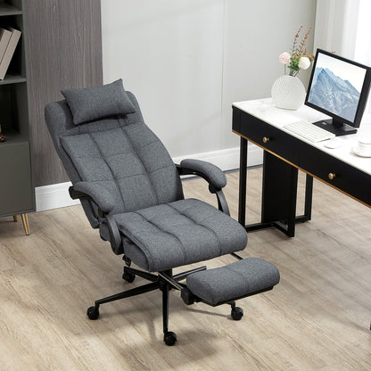 Vinsetto Office Chair with Footrest Ergonomic Office Chair with Armrests Lumber Support and Headrest, Dark Grey