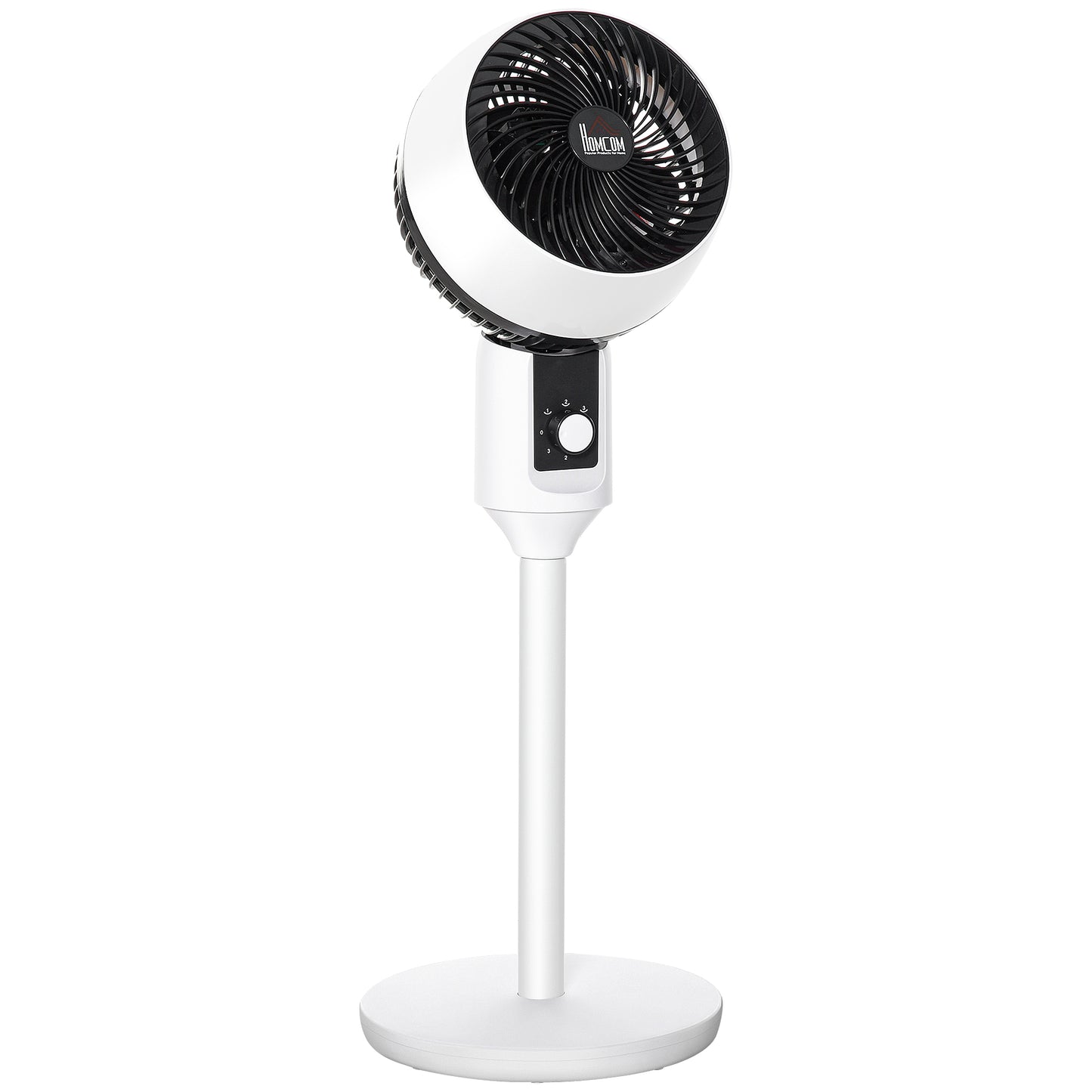HOMCOM 9'' Air Circulator Fan 3 Speed, 70Â° Oscillation 90Â° Vertical Tilt, Carry Handle, Pedestal Fan, Pedestal Fan for Living Room, Bedroom, Office, White and Black