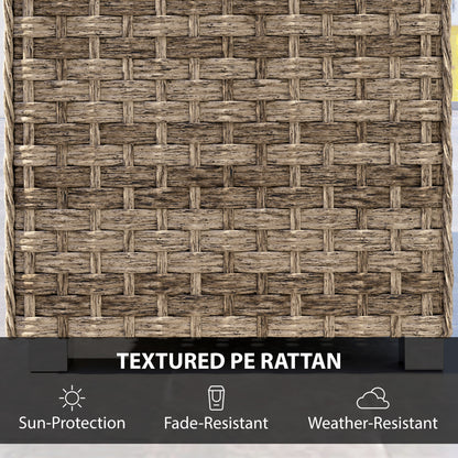 Outsunny Outdoor Coffee Table with Storage Shelf, PE Rattan Side Table with Slatted Top and Foot Pads, Light Brown