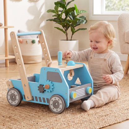 Toddler Push Walker with Adjustable Speed and Bottom Storage-Blue