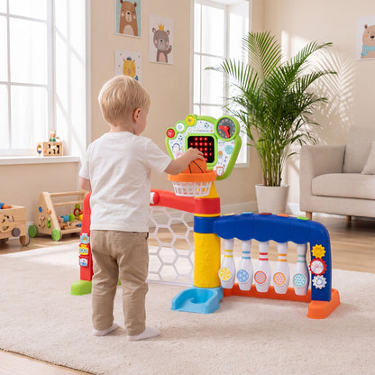 Toddler Sports Toy Kids Activity Center 5 in 1 with Adjustable Basketball Hoop-Multi-color