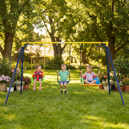 Toddler Swing Set Heavy Duty Metal Swing Frame with Adjustable Belt Swing
