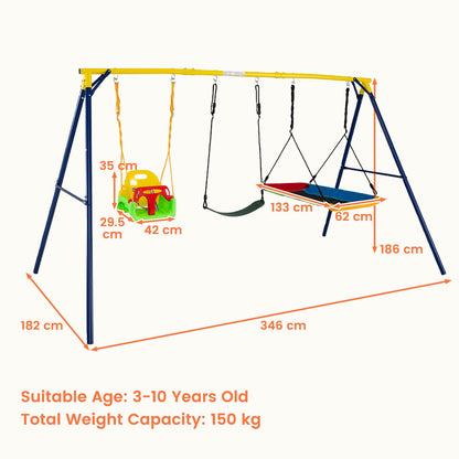 Toddler Swing Set Heavy Duty Metal Swing Frame with Adjustable Belt Swing