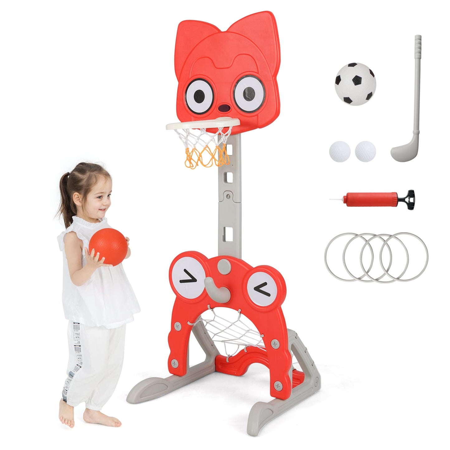 Toddler Basketball Hoop with Rim and Soccer Goal