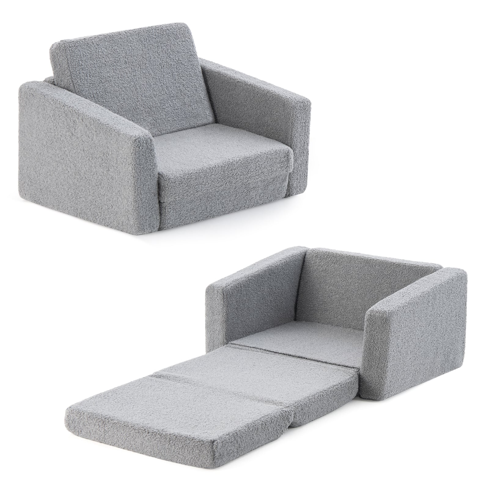 2-in-1 Toddler Fold out Couch with Washable Sofa Cover-M