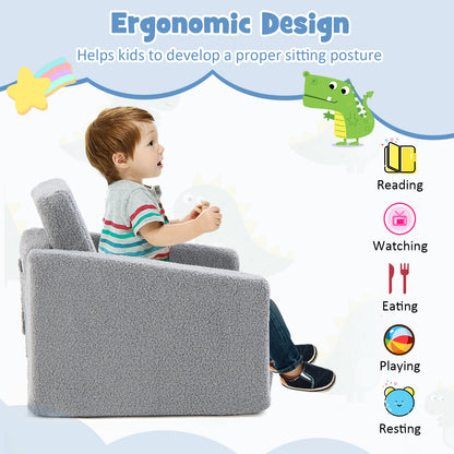 2-in-1 Toddler Fold out Couch with Washable Sofa Cover-M