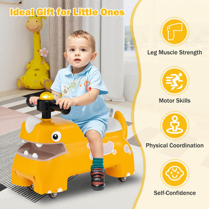 Toddler Ride on Toy with Under Seat Storage with Music and Lights-Yellow