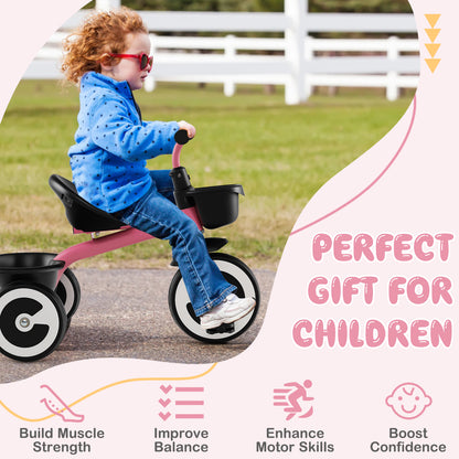 Toddler Tricycle Kids Trike with Adjustable Seat for 1.5-5 Years Old-Pink