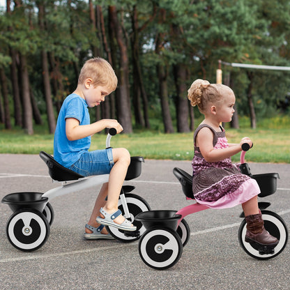 Toddler Tricycle Kids Trike with Adjustable Seat for 1.5-5 Years Old-White