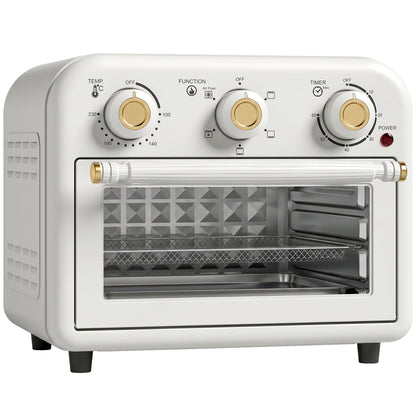 HOMCOM Air Fryer Toaster Oven, Convection Countertop Oven, with Adjustable Temperature and Timer, 12 L, Cream White