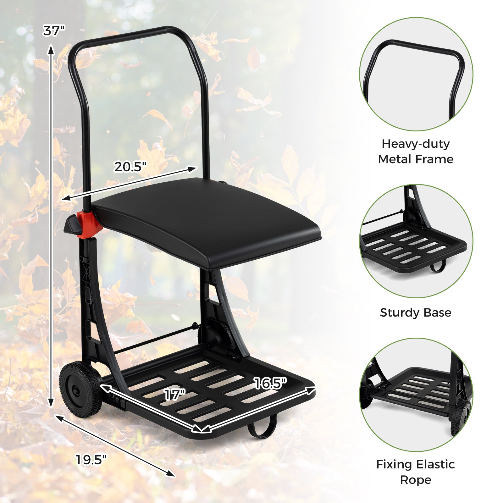 Trash Bag Holder with Wheels Moving Leaf Bag Stand Cart Yard Waste Can with Lid