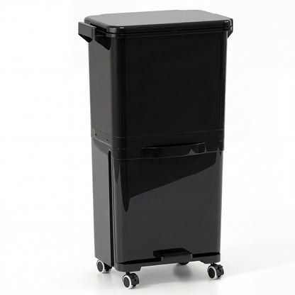 Trash Can with 2 Removable Bins and Tilting Compartment for Kitchen Office-Black