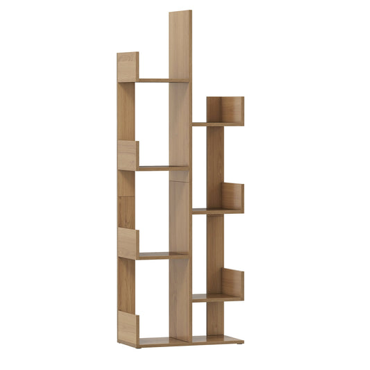 Tree-Shaped Bookshelf with 8 Storage Shelves-Natural