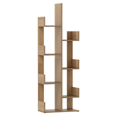 Tree-Shaped Bookshelf with 8 Storage Shelves-Natural
