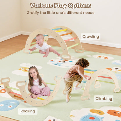 5-in-1 Triangle Climbing Toys with Arch Ramp for 1+ Years Old-Macaron