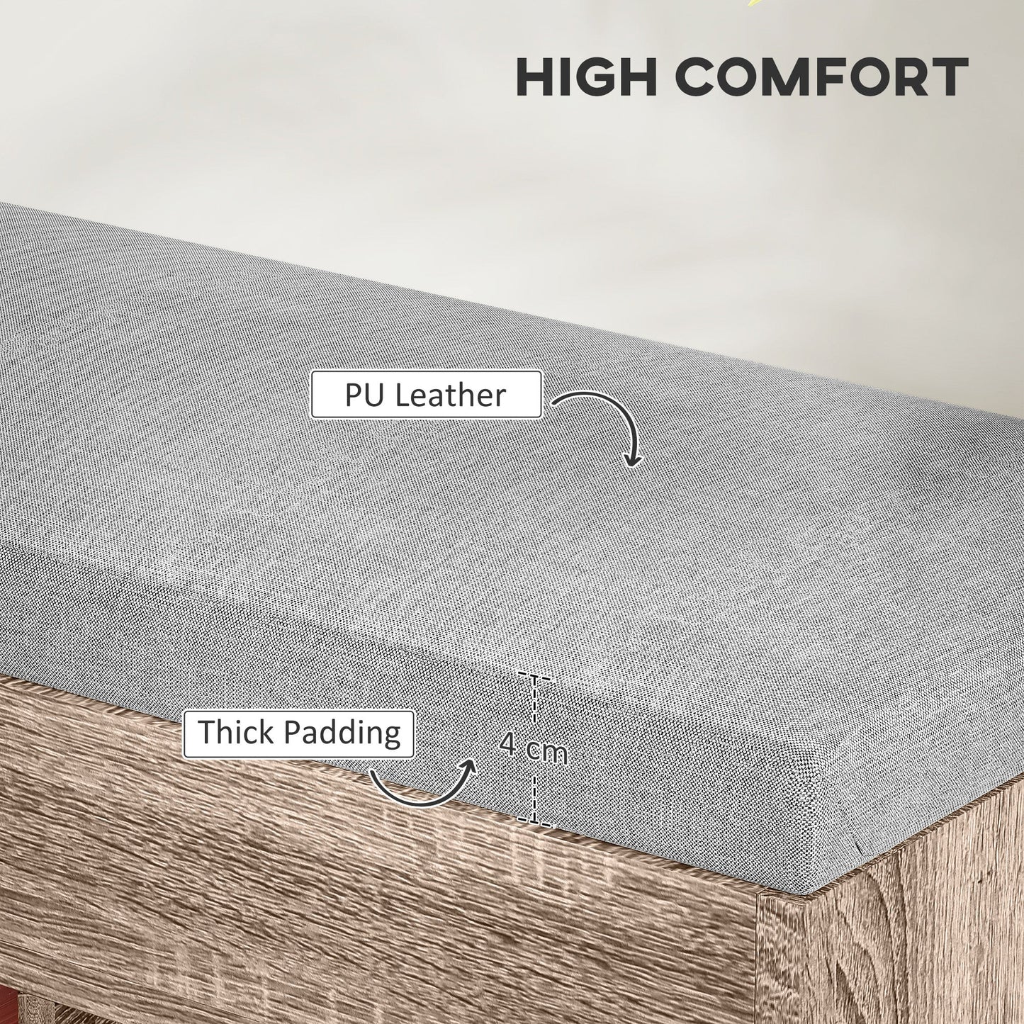 HOMCOM Shoes Cabinet Bench Hidden Storage Padded Seat Organiser Footwear Rack Hallway Grey Wood Grain