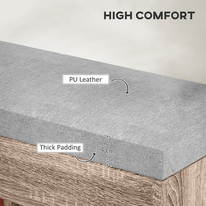 HOMCOM Shoes Cabinet Bench Hidden Storage Padded Seat Organiser Footwear Rack Hallway Grey Wood Grain