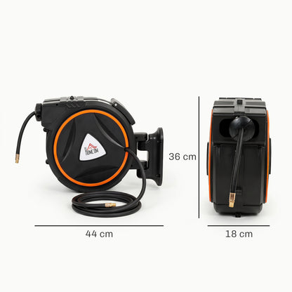 HOMCOM Auto Rewind Hose Reel, Retractable Air Hose Reel 15 m + 1.5 m, 150 Bar with 1/4" BSPT Connector, Black