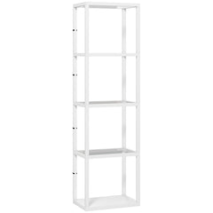 HOMCOM LED Floor Lamp with Glass Shelves, 4 Layers Dimmable Tall Standing Lamp, Modern Column Shelf Floor Light for Living Room, Bedroom, Office, White