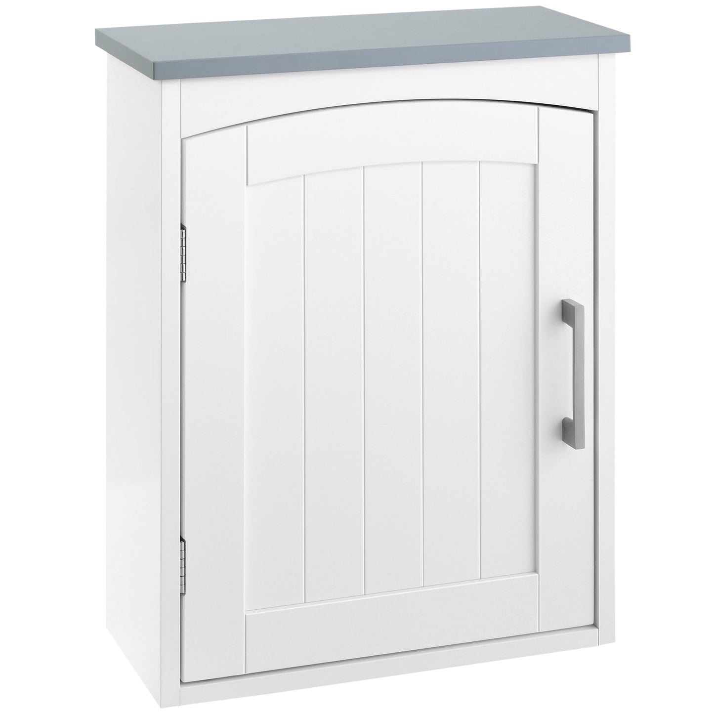kleankin Bathroom Cabinet Wall Mounted, Modern Bathroom Wall Cabinet with Arched Door and Adjustable Shelf, Bathroom Storage Cabinet, Light Grey and White