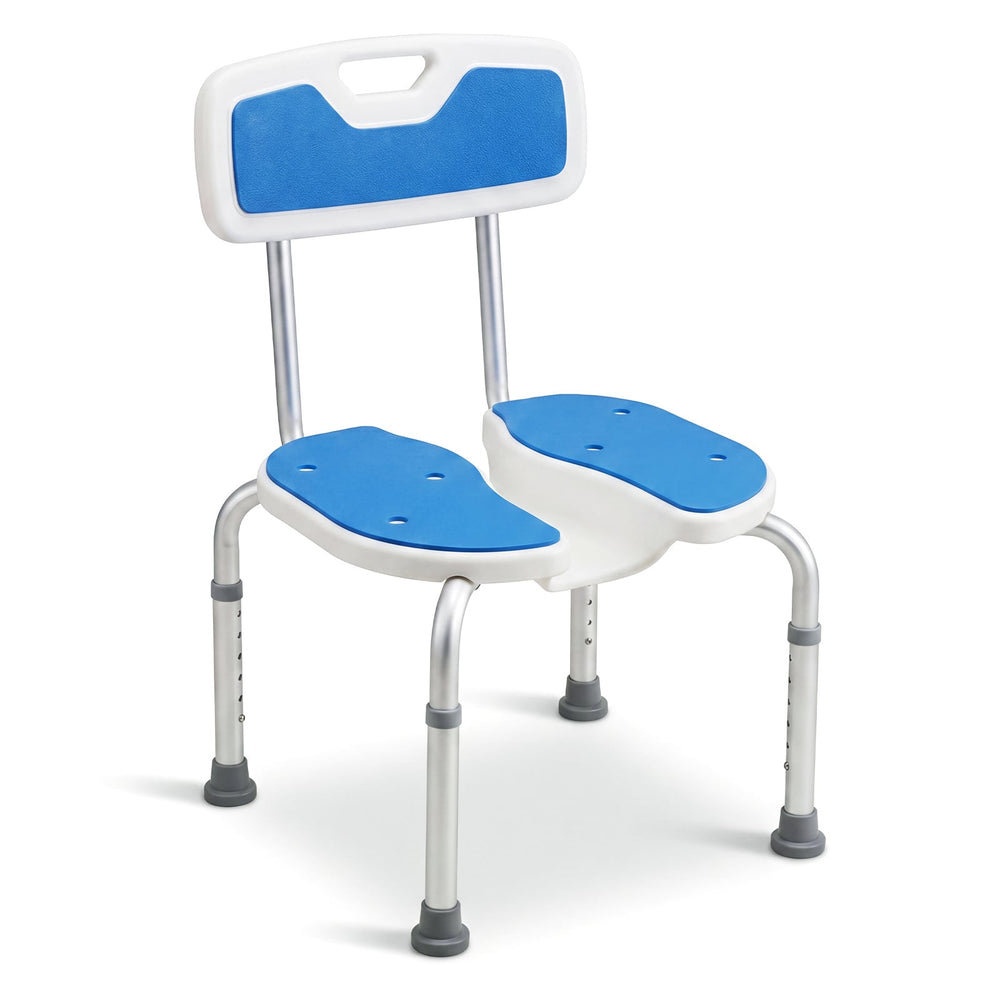 U-Shaped Shower Chair with Back Soft EVA Padded Bath Seat for Elderly and Disabled-Blue