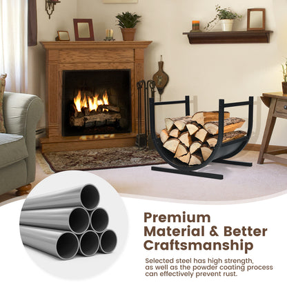 U-Shaped Patio Firewood Rack with Handles