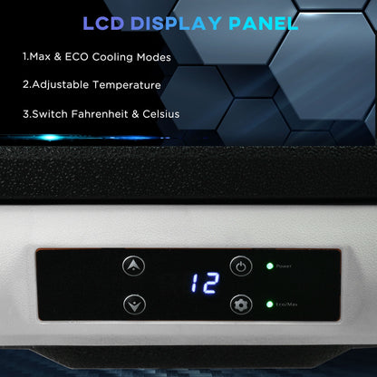Outsunny 50L Car Refrigerator, Portable Compressor Car Fridge Freezer, Electric Cooler Box with 12/24V DC and 110-240V AC for Camping, Driving, Picnic, Down to -20√¢‚Äû∆í