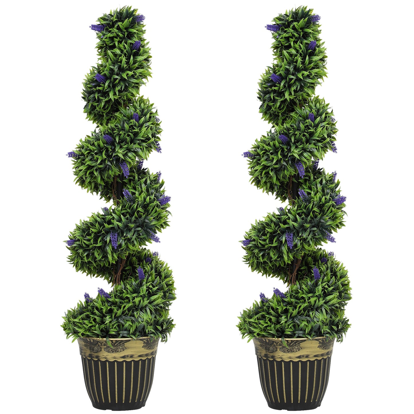HOMCOM Set of Two 115cm Artificial Lavender Trees