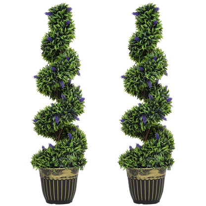 HOMCOM Set of Two 115cm Artificial Lavender Trees