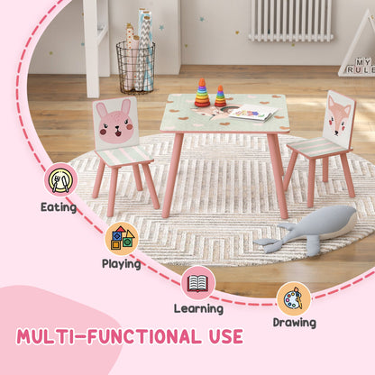 ZONEKIZ Kids and Table Chairs, Children’s Desk with Two Chairs, مجموعة أثاث للأطفال الصغار، للأعمار من 3 إلى 6 سنوات - وردي