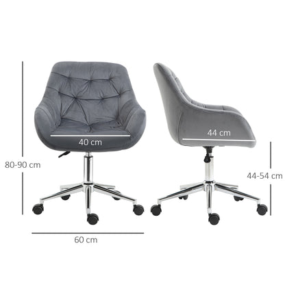 Vinsetto Swivel Chair Chair Velvet Ergonomic Computer Chair Comfy Desk Chair w/ Adjustable Height, Arm and Back Support, Dark Grey