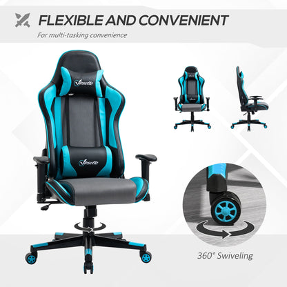 Vinsetto Gaming Chair Racing Style Ergonomic Office Chair High Back Computer Desk Chair Adjustable Height Swivel Recliner with Headrest and Lumbar Support, Sky Blue