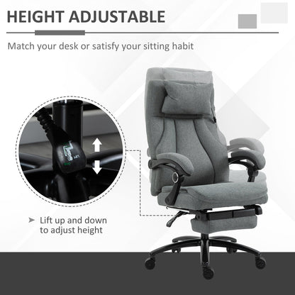 Vinsetto Office Chair 2-Point Removable Vibration Massage Pillow Executive Ergonomic USB Power Adjustable Height 360° Swivel Grey