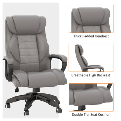 Vinsetto High Back Executive Office Chair 6- Point Vibration Massage Extra Padded Swivel Ergonomic Tilt Desk Seat, Grey