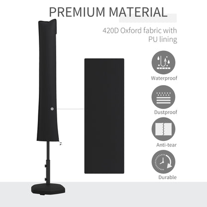 Outsunny Parasol Cover, Cantilever Umbrella Cover for 2-3.5 m Parasols, 420D Oxford Fabric Banana Umbrella Protector with Zipper for Outdoor Garden, Patio, Black