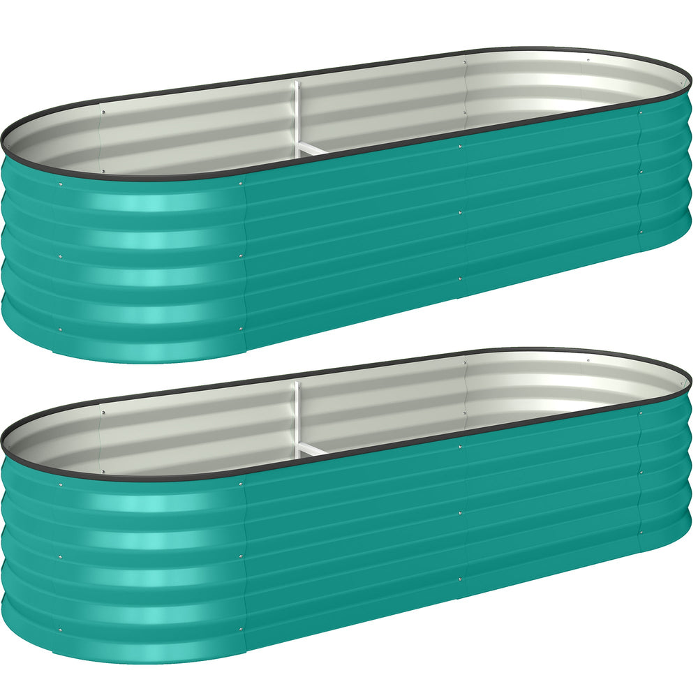 Outsunny Set of Two 150 x 60cm Steel Planters - Green
