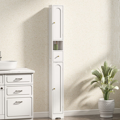 HOMCOM 185 cm Tall Bathroom Cabinet with Arched Doors - White