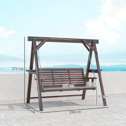 Outsunny Three-Seater Wooden Swing Bench