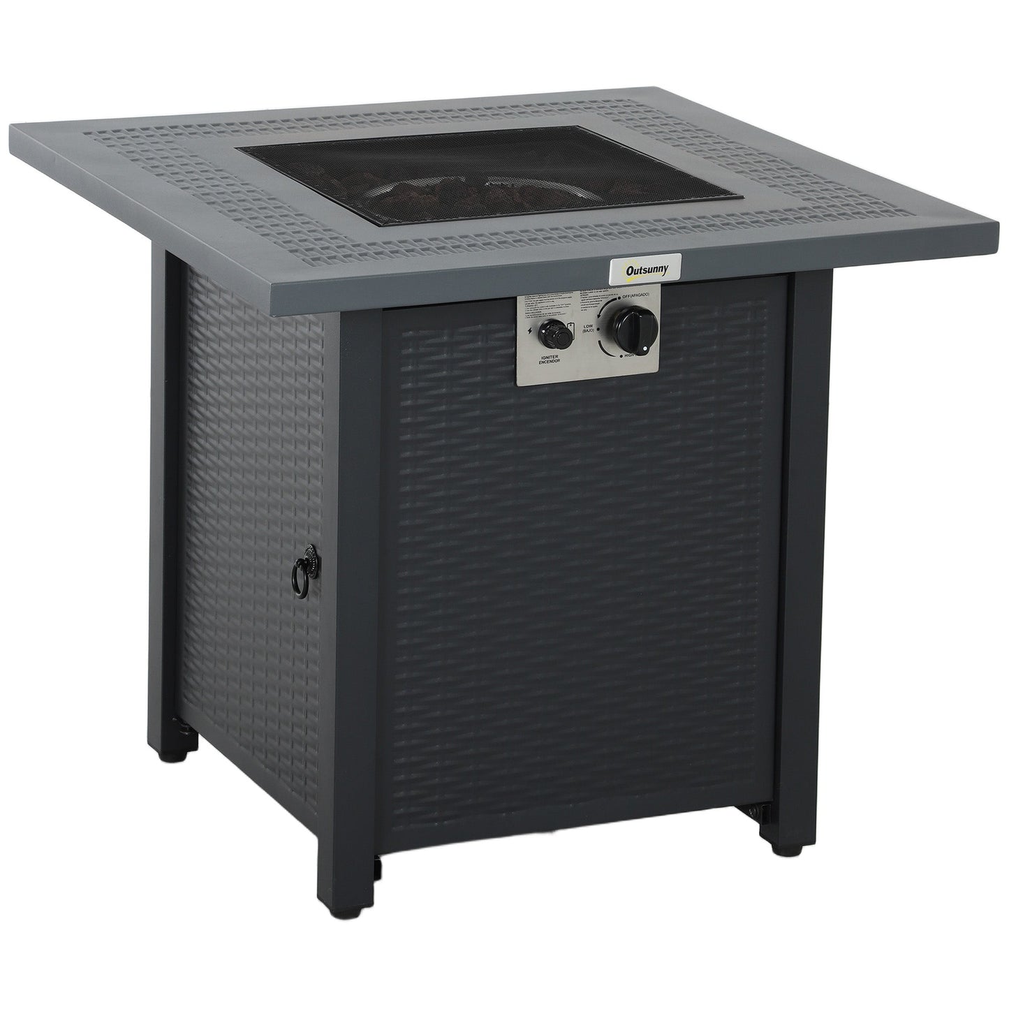 Outsunny 71 x 71cm 40000 BTU Gas Firepit Table - Black/Dark Grey